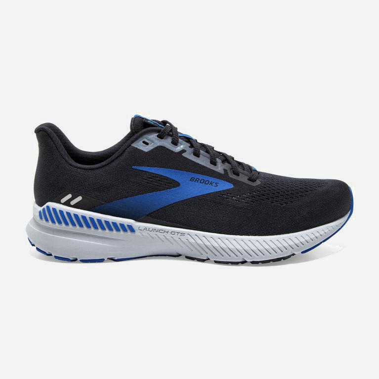 Brooks Launch Gts 8 Israel - Men's Energy Return Road Running Shoes - Black/Grey/Blue (40397-VKQC)